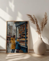 Bruges Bakery Art Print, Mother Child Poster - Mother's Day Gift
