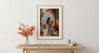 European Cafe Wall Art, Mother Baby Poster - Palette Knife Painting Style