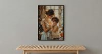 Nostalgic Cafe Art Print, Mother Son Poster - Mother's Day Gift