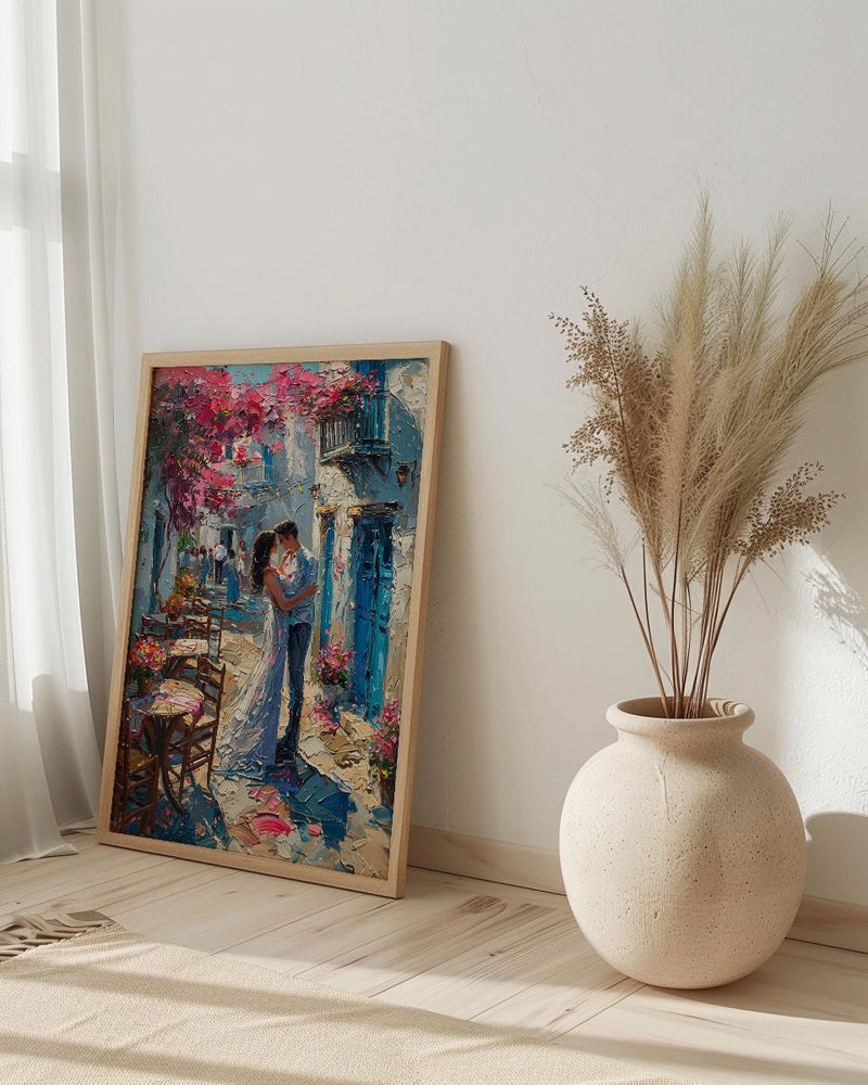 Greek Island Wedding Art, Santorini Decor - Anniversary Gift