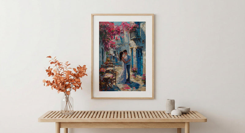 Greek Island Wedding Art, Santorini Decor - Anniversary Gift