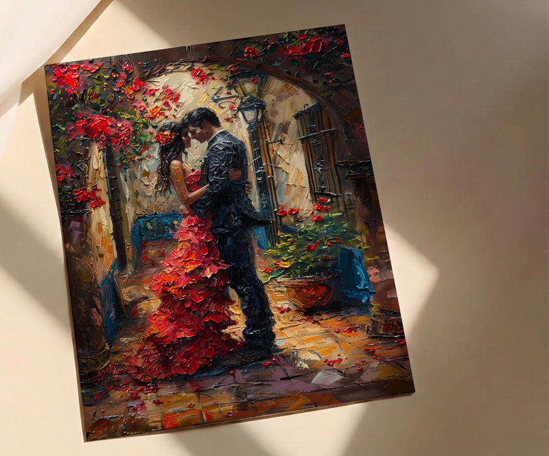 Spanish Courtyard Poster, Andalusian Wedding Art - Newlywed Gift