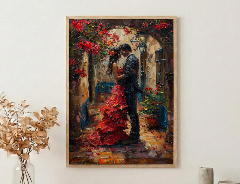 Spanish Courtyard Poster, Andalusian Wedding Art - Newlywed Gift