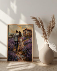 Provence Lavender Field Art, French Honeymoon - Anniversary Gift