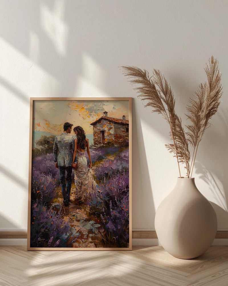 Provence Lavender Field Art, French Honeymoon - Anniversary Gift