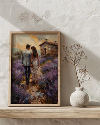 Provence Lavender Field Art, French Honeymoon - Anniversary Gift