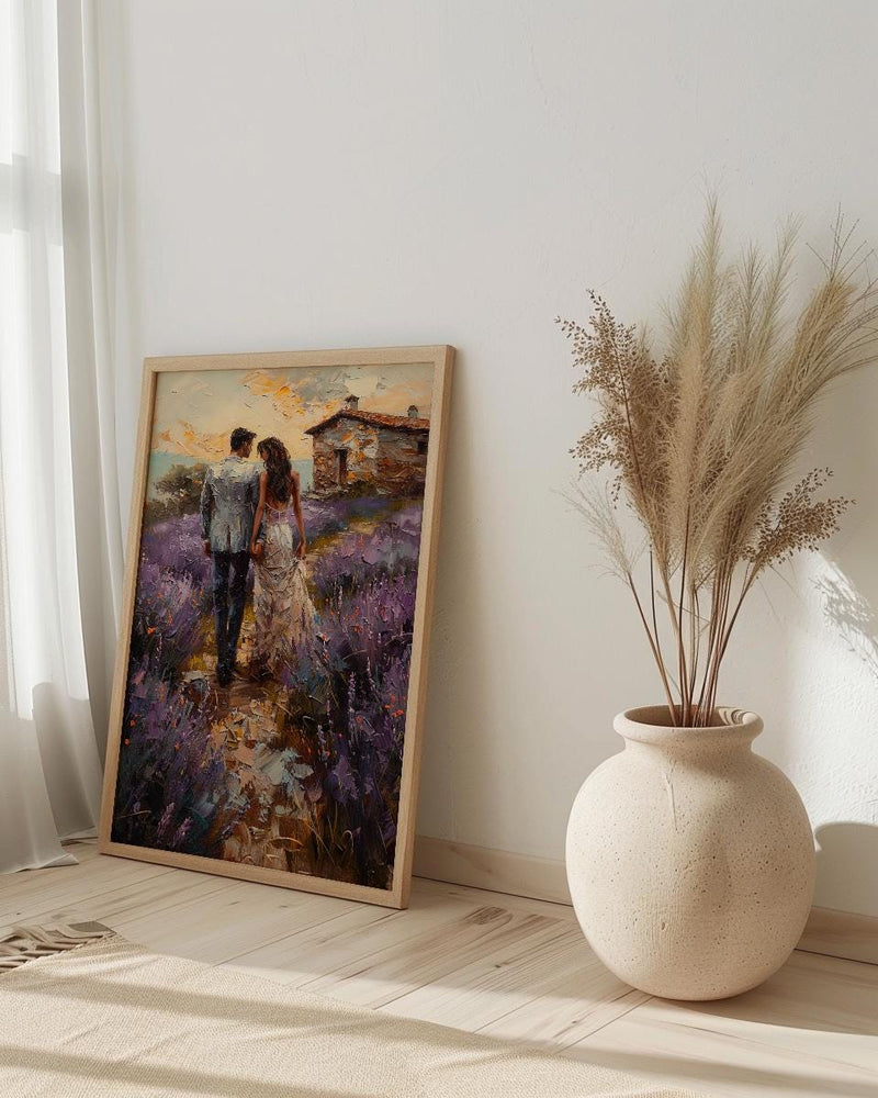 Provence Lavender Field Art, French Honeymoon - Anniversary Gift
