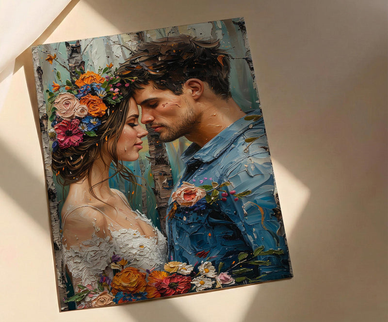 Nordic Midsummer Wedding Art, Boho Floral Decor - Newlywed Gift