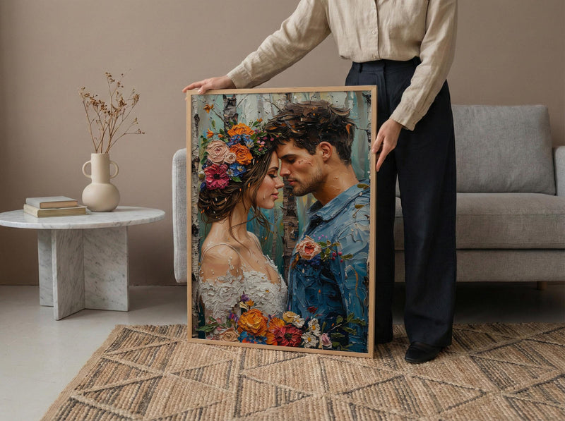 Nordic Midsummer Wedding Art, Boho Floral Decor - Newlywed Gift