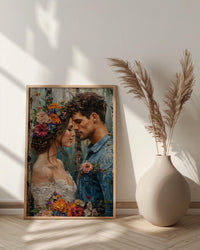 Nordic Midsummer Wedding Art, Boho Floral Decor - Newlywed Gift