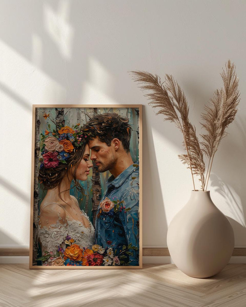 Nordic Midsummer Wedding Art, Boho Floral Decor - Newlywed Gift