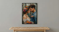 Nordic Midsummer Wedding Art, Boho Floral Decor - Newlywed Gift