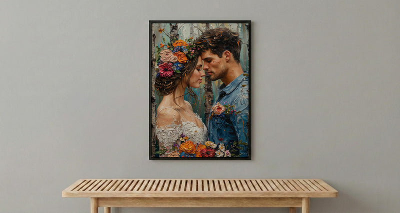 Nordic Midsummer Wedding Art, Boho Floral Decor - Newlywed Gift