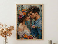 Nordic Midsummer Wedding Art, Boho Floral Decor - Newlywed Gift
