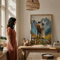 Alpine Mountain Wedding Art, Swiss Alps Decor - Honeymoon Gift