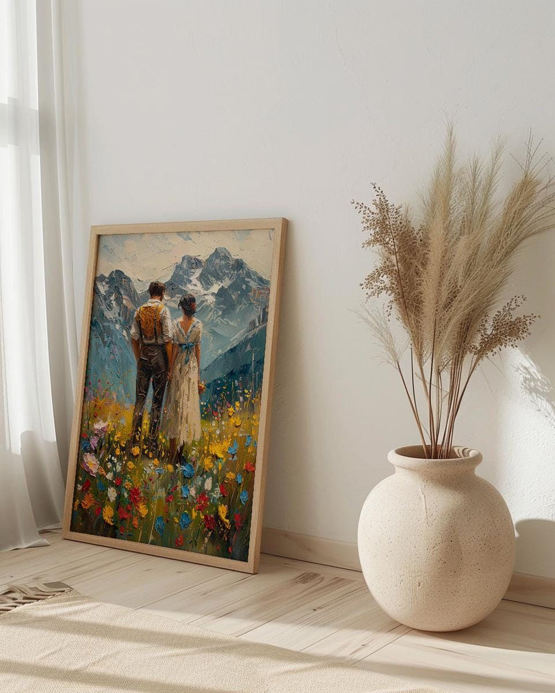 Alpine Mountain Wedding Art, Swiss Alps Decor - Honeymoon Gift