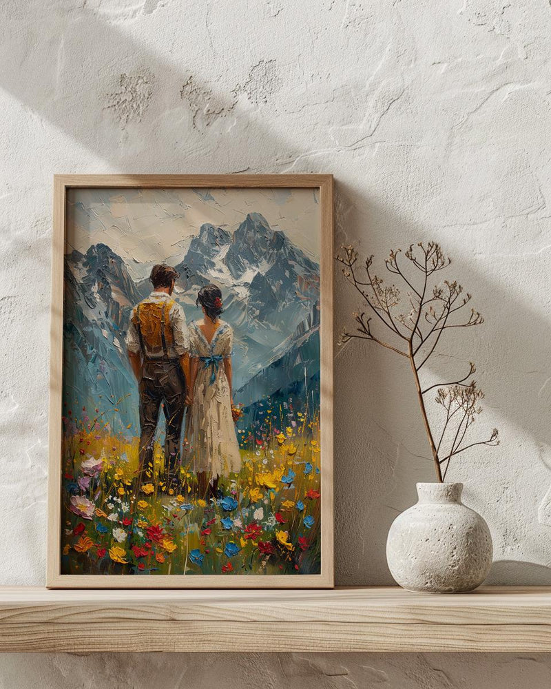 Alpine Mountain Wedding Art, Swiss Alps Decor - Honeymoon Gift