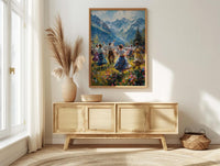 Bavarian Folk Dance Art, Alpine Village Decor - European Heritage Print