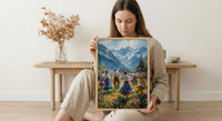 Bavarian Folk Dance Art, Alpine Village Decor - European Heritage Print