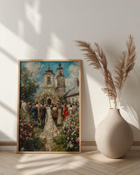 English Garden Wedding Art, British Manor Decor - Newlywed Gift