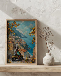 Amalfi Coast Poster, Positano Honeymoon Art - Newlywed Gift
