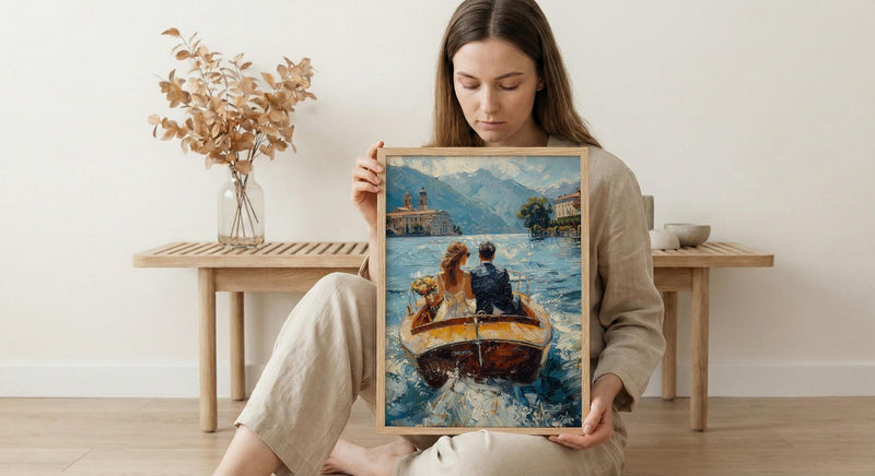 Lake Como Wedding Art, Italy Honeymoon Print - Anniversary Gift