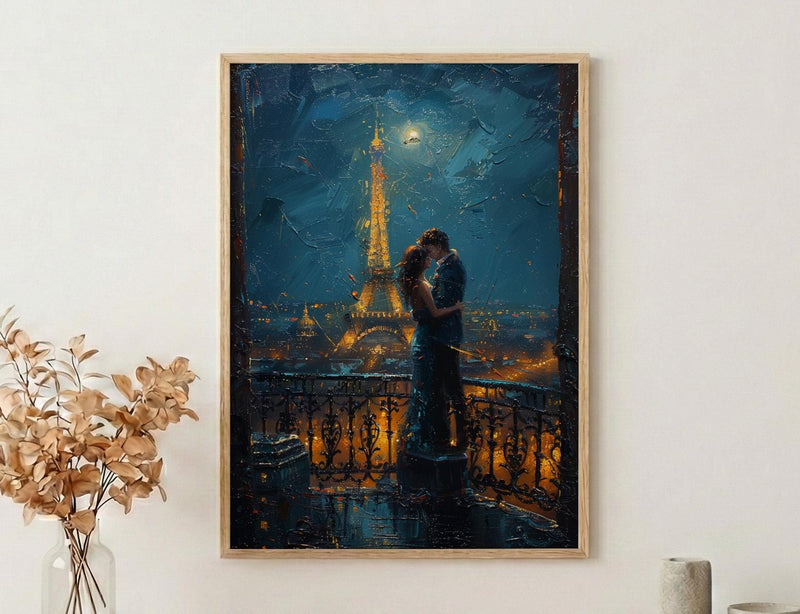 Paris Elopement Art, Eiffel Tower Decor - Romantic City Print