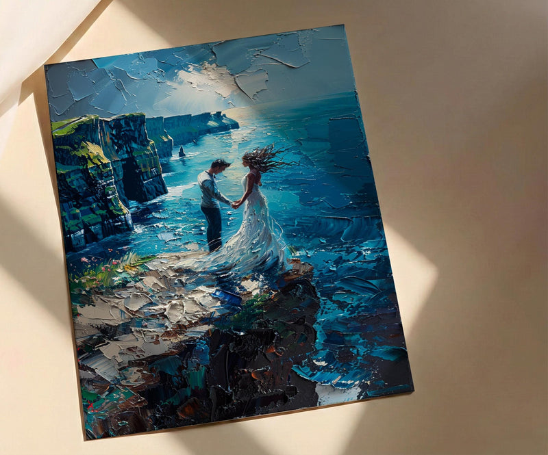 Cliffs of Moher Art, Irish Wedding Poster - Moody Decor Gift