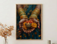 Mehndi Hand Wall Art, Indian Bride Decor - Anniversary Gift