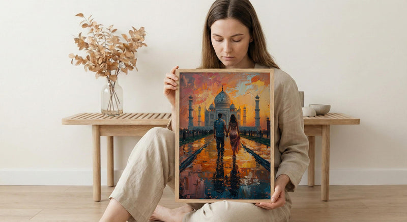 Taj Mahal Poster, Indian Honeymoon Art Print - Anniversary Gift