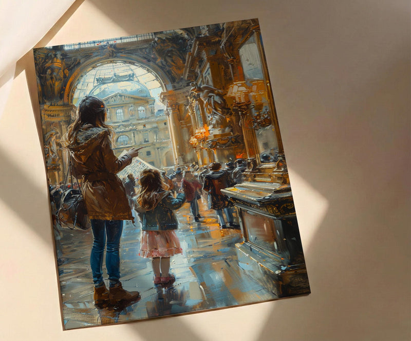 Louvre Museum Art Print, Mother Daughter Decor - Mother's Day Gift