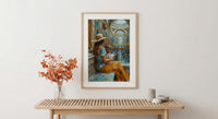 Museum Bench Poster, Mother Child Art Print - Mother's Day Gift