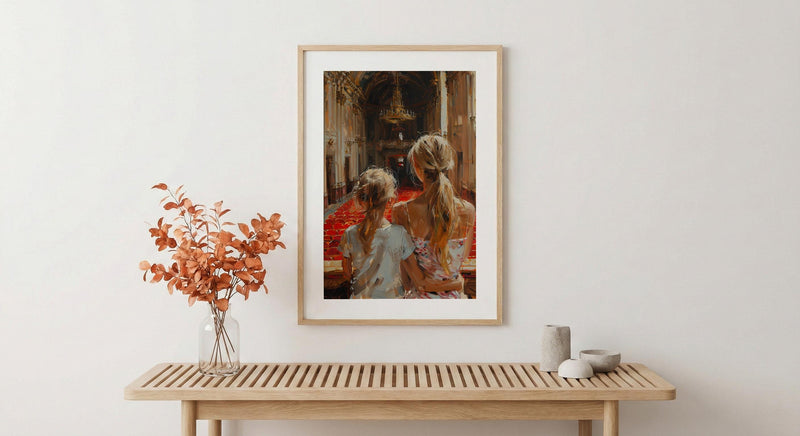 Ballet Opera Wall Decor, Mother Daughter Art - Thick Oil Painting Style