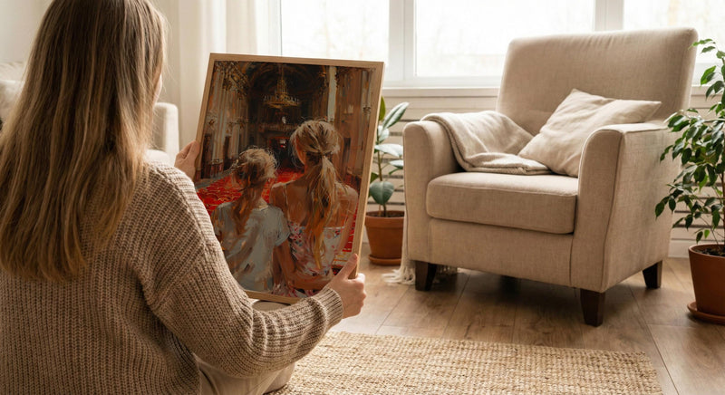 Ballet Opera Wall Decor, Mother Daughter Art - Thick Oil Painting Style