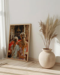 Ballet Opera Wall Decor, Mother Daughter Art - Thick Oil Painting Style