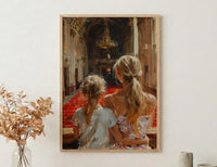 Ballet Opera Wall Decor, Mother Daughter Art - Thick Oil Painting Style