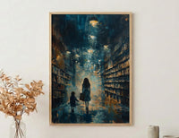 London Bookstore Wall Art, Mother Child Decor - Mother's Day Gift