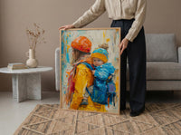 Modern Gallery Poster, Mother Baby Wall Art - Palette Knife Painting Style