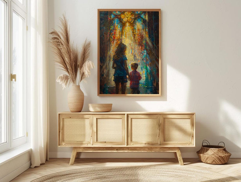 Gothic Cathedral Art Print, Mother Son Decor - Mother's Day Gift