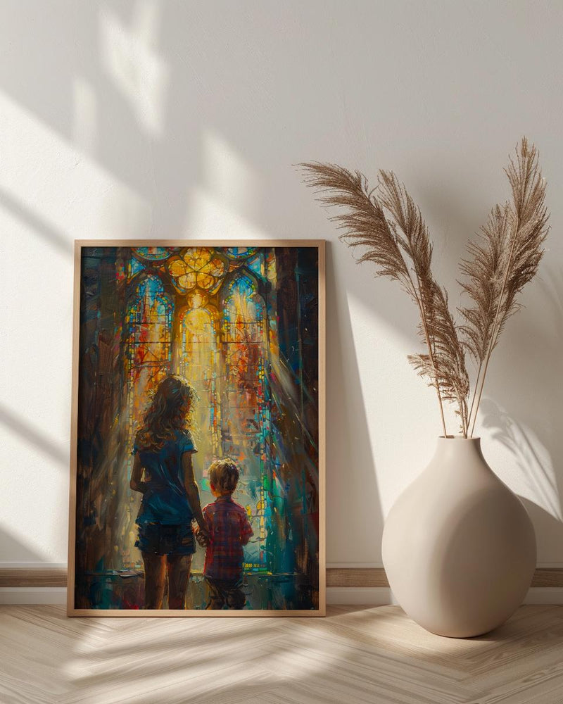 Gothic Cathedral Art Print, Mother Son Decor - Mother's Day Gift