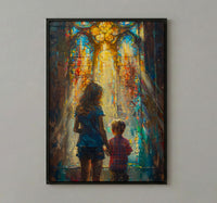 Gothic Cathedral Art Print, Mother Son Decor - Mother's Day Gift