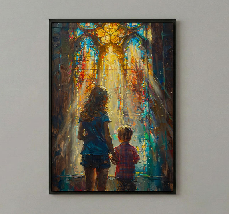 Gothic Cathedral Art Print, Mother Son Decor - Mother's Day Gift