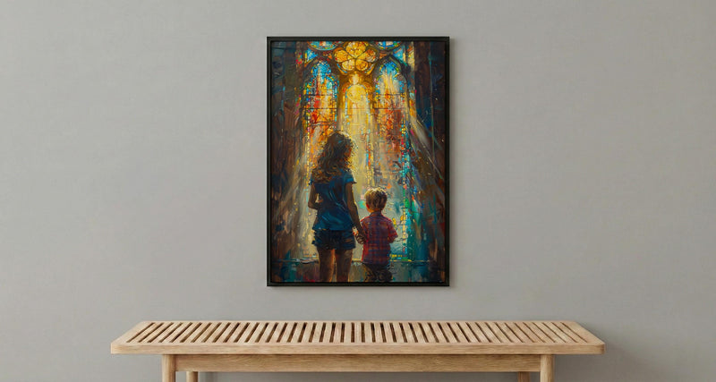 Gothic Cathedral Art Print, Mother Son Decor - Mother's Day Gift
