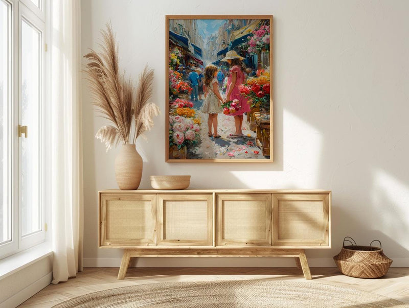 Paris Flower Market Art Print, Mother Daughter Decor - Mother's Day Gift