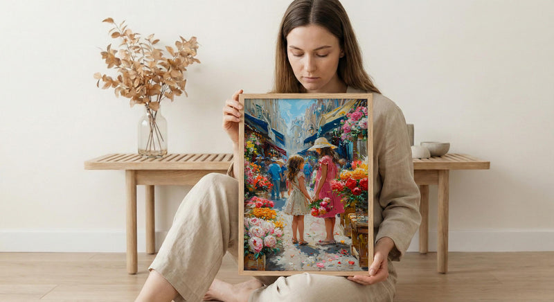 Paris Flower Market Art Print, Mother Daughter Decor - Mother's Day Gift