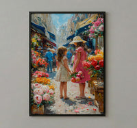 Paris Flower Market Art Print, Mother Daughter Decor - Mother's Day Gift