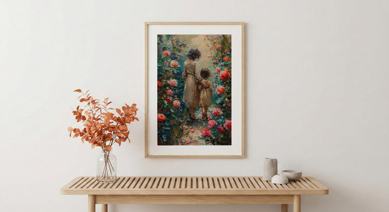Historic Garden Wall Art, Mother Child Poster - Mother's Day Gift