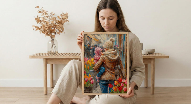 Street Florist Wall Decor, Mother Baby Art Print - New Mom Gift