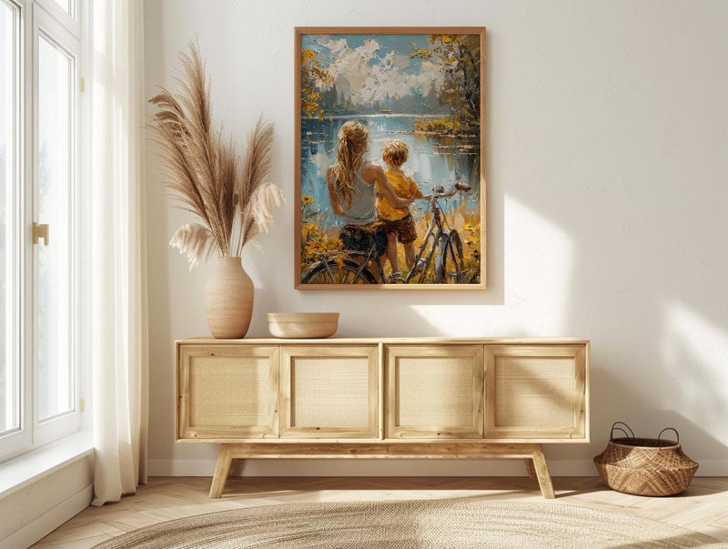 Italian Lake Wall Decor, Mother and Son Print - Gift for Mom