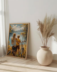 Italian Lake Wall Decor, Mother and Son Print - Gift for Mom